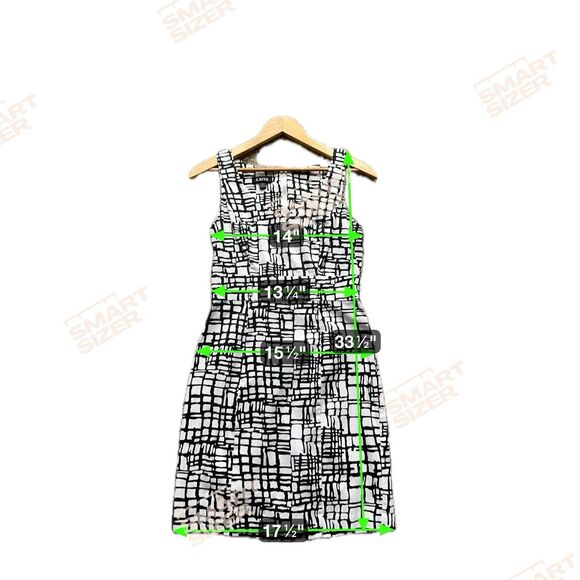 A Byer Black White Abstract Print Dress Sleeveless Fit Flare Size 5 Mod 60s - Picture 12 of 15
